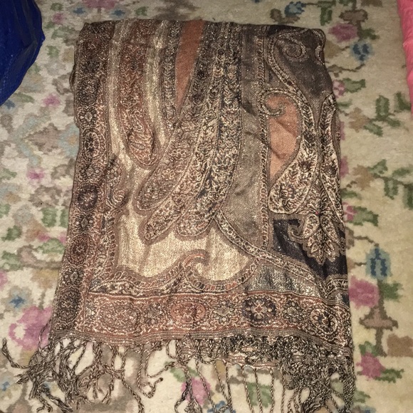 Brown glittery scarf or light shawl - Picture 1 of 2